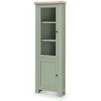 Salcombe Corner Display Cabinet - Sage, Oak