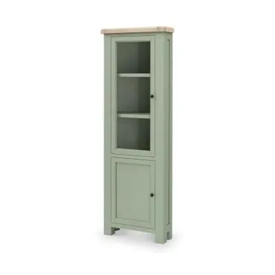 Salcombe Corner Display Cabinet - Sage, Oak image