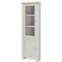 Salcombe Corner Display Cabinet - Stone Grey, Oak