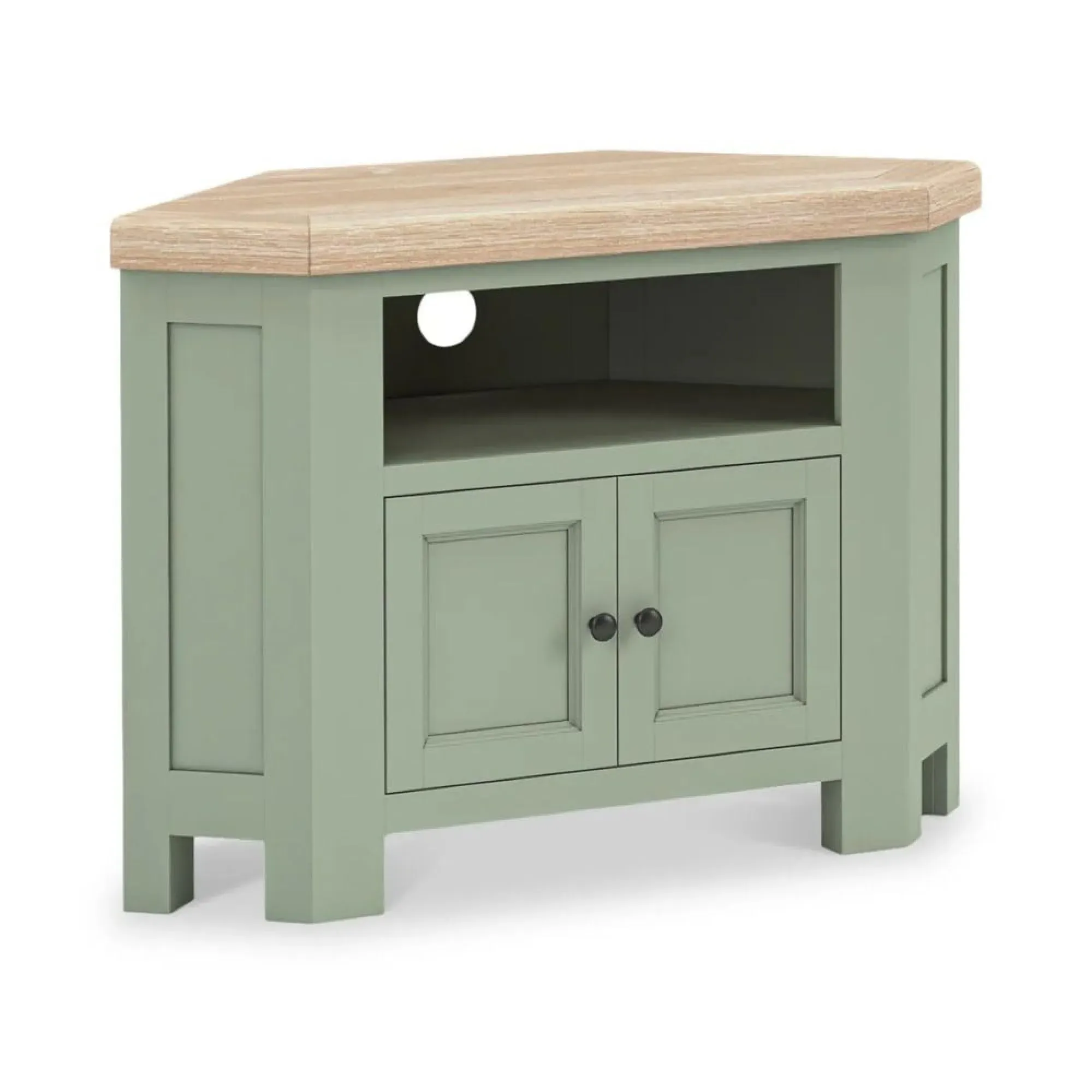 Salcombe Corner TV Unit with Storage - Sage, Oak