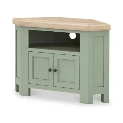 Salcombe Corner TV Unit with Storage - Sage, Oak
