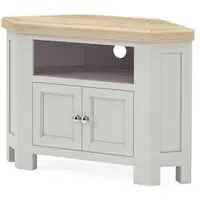Salcombe Corner TV Unit with Storage - Stone Grey, Oak