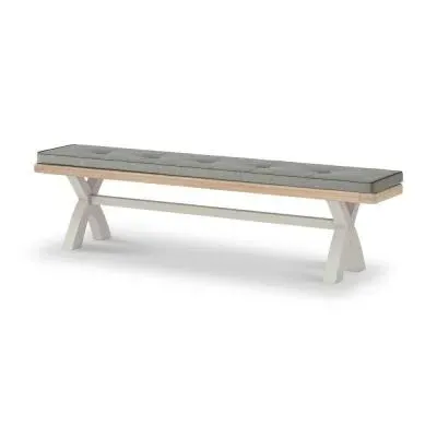 Salcombe Dining Bench with Cross Leg - Grey, Oak image