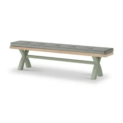 Salcombe Dining Bench with Cross Leg - Sage, Oak