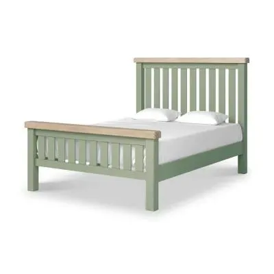 Salcombe Double Slatted Bed Frame - Sage, Oak