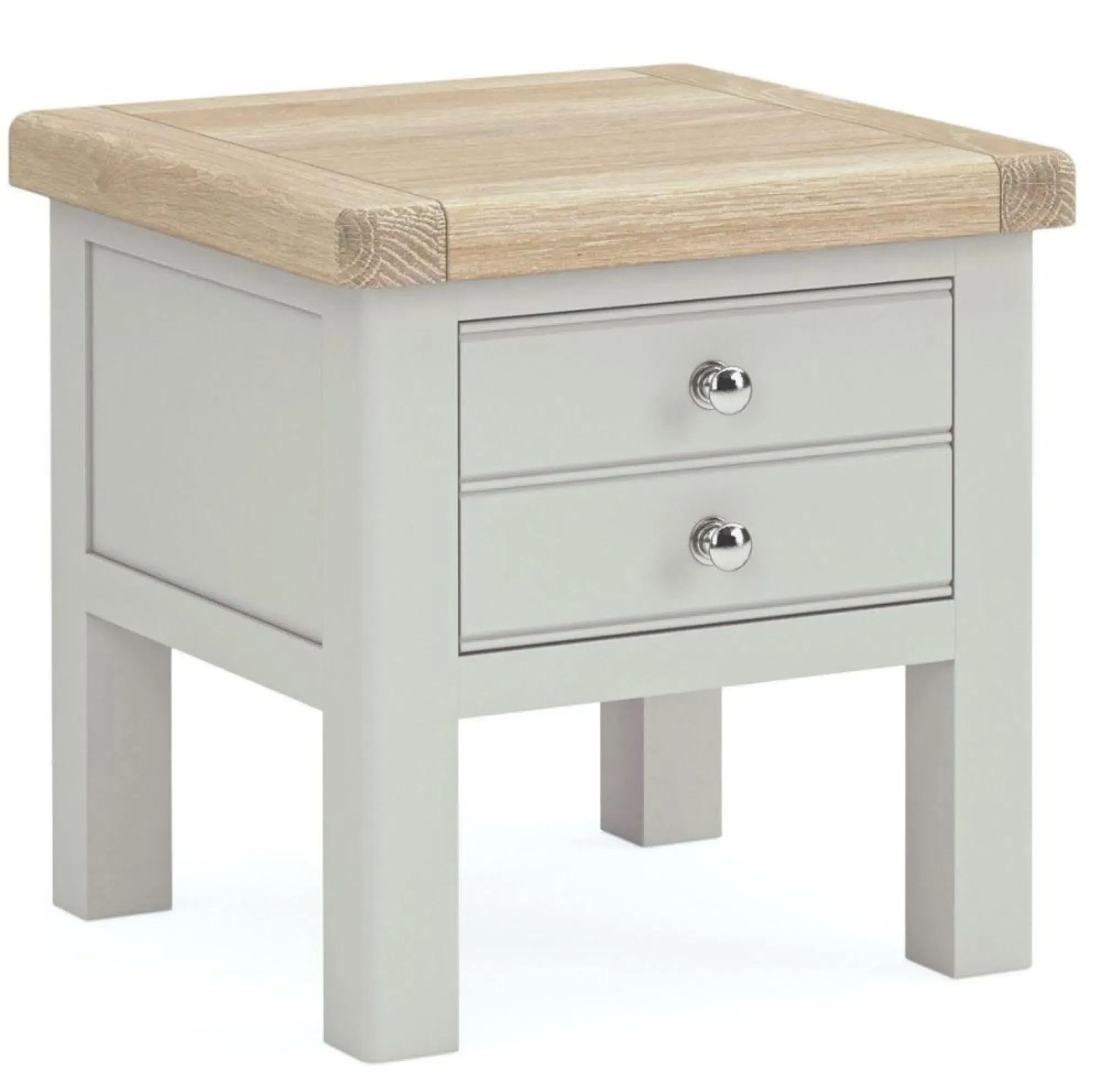 Salcombe Grey 1 Drawer Lamp Table - Stone Grey, Oak
