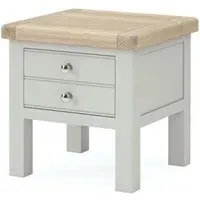 Salcombe Grey 1 Drawer Lamp Table - Stone Grey, Oak