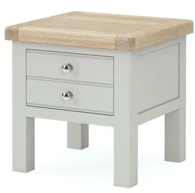 Salcombe Grey 1 Drawer Lamp Table - Stone Grey, Oak