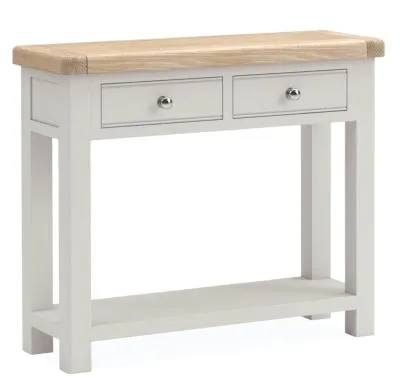 Salcombe Grey Oak 2 Drawer Console Table - Stone Grey