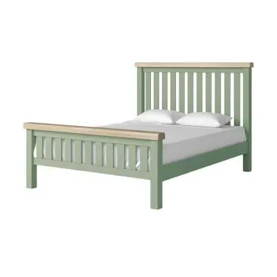 Salcombe King Size Slatted Bed Frame - Sage, Oak
