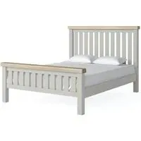 Salcombe King Size Slatted Bed Frame - Stone Grey, Oak