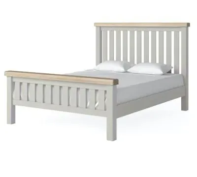 Salcombe King Size Slatted Bed Frame - Stone Grey, Oak