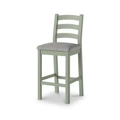 Salcombe Ladder Back Bar Stool - Sage Grey, Oak image