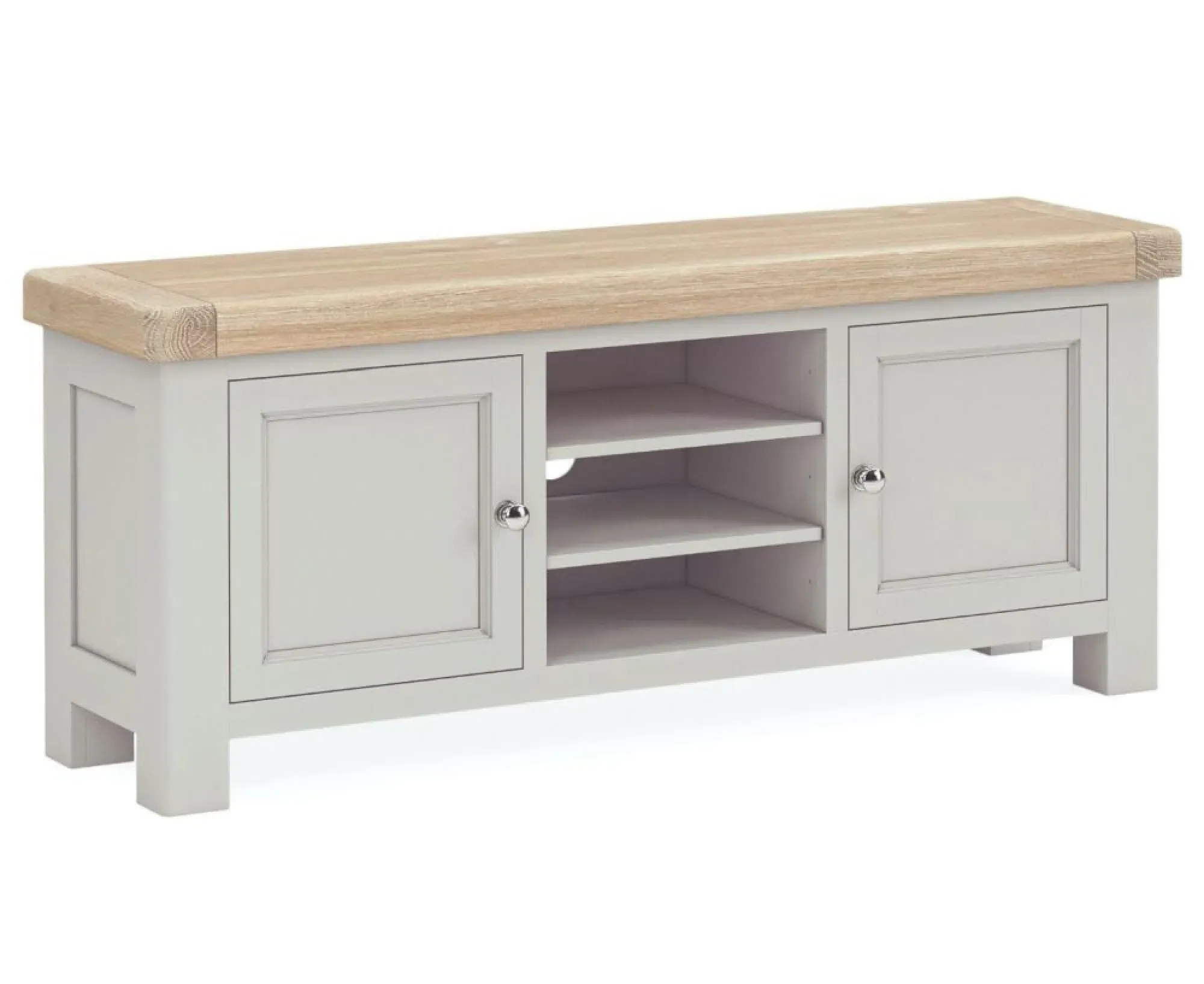 Salcombe Oak 140cm TV Unit with Storage - Stone Grey