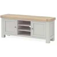 Salcombe Oak 140cm TV Unit with Storage - Stone Grey