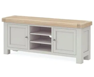 Salcombe Oak 140cm TV Unit with Storage - Stone Grey