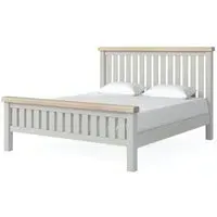 Salcombe Queen Size Slatted Bed Frame - Grey, Oak