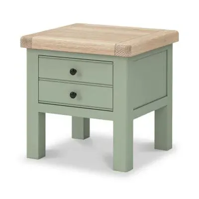 Salcombe Sage 1 Drawer Lamp Table - Sage, Oak