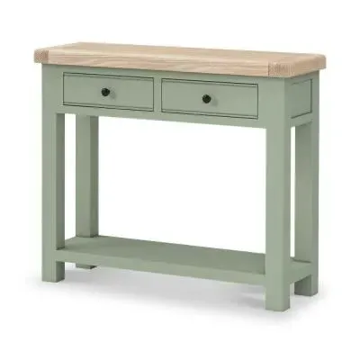 Salcombe Sage Oak 2 Drawer Console Table - Sage