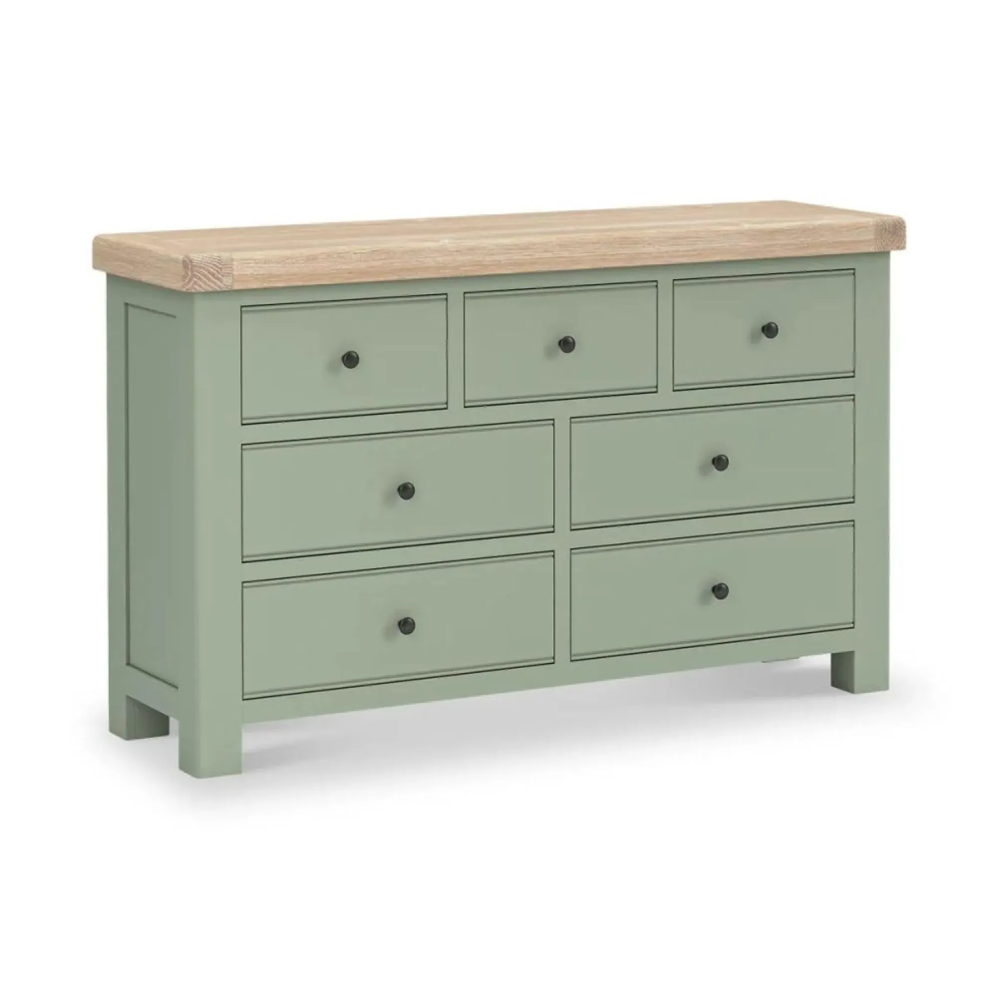 Salcombe Wide Chest of Drawers - Sage, Oak