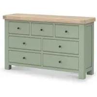 Salcombe Wide Chest of Drawers - Sage, Oak