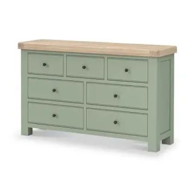 Salcombe Wide Chest of Drawers - Sage, Oak image