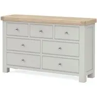 Salcombe Wide Chest of Drawers - Stone Grey, Oak