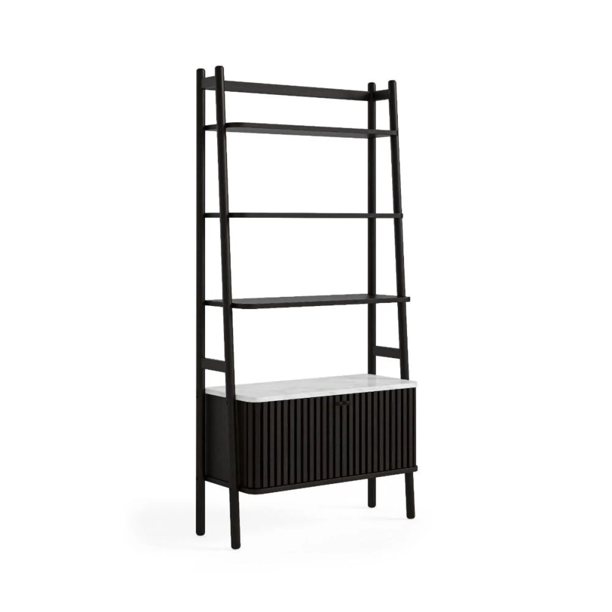 Soho 2 Door Slatted Bookcase - Black, Marble