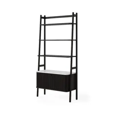 Soho 2 Door Slatted Bookcase - Black, Marble image