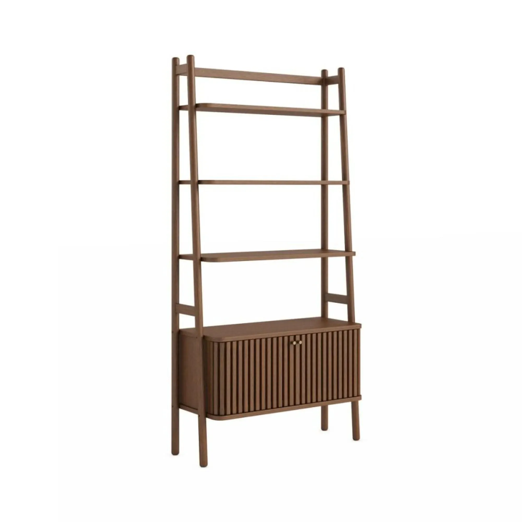 Soho 2 Door Slatted Bookcase - Dark Brown, Oak