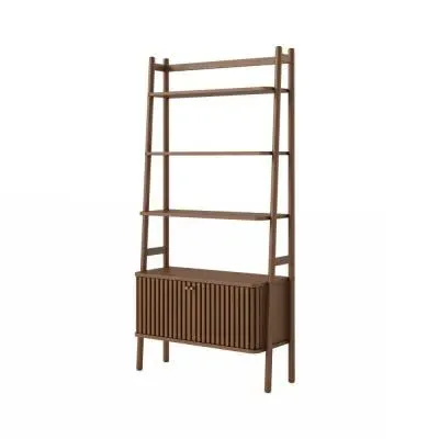 Soho 2 Door Slatted Bookcase - Dark Brown, Oak image