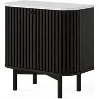 Soho 2 Door Slatted Cupboard - Black, White Marble