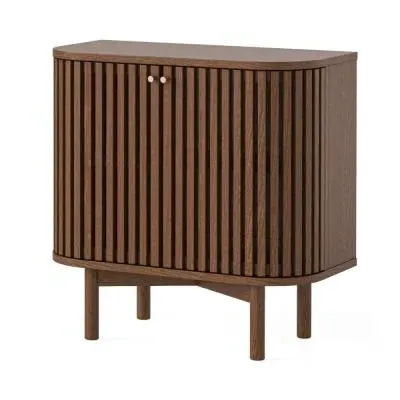 Soho 2 Door Slatted Cupboard - Dark Brown, Oak image