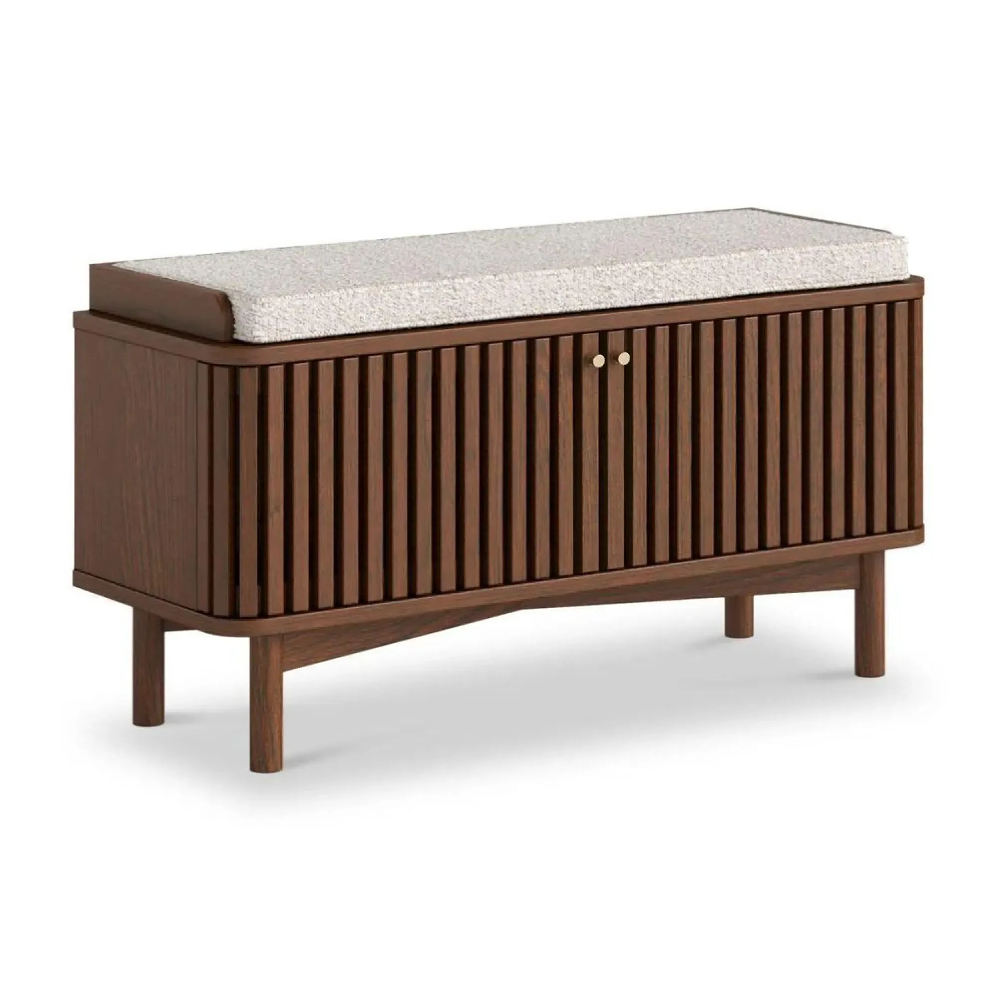Soho 2 Door Slatted Hallway Bench - Dark Brown, Oak