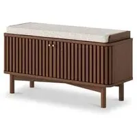 Soho 2 Door Slatted Hallway Bench - Dark Brown, Oak