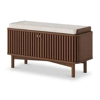 Soho 2 Door Slatted Hallway Bench - Dark Brown, Oak image