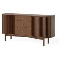 Soho 2 Door Slatted Sideboard - Dark Brown, Oak