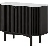 Soho 2 Door Slatted Small Sideboard - Black, Marble
