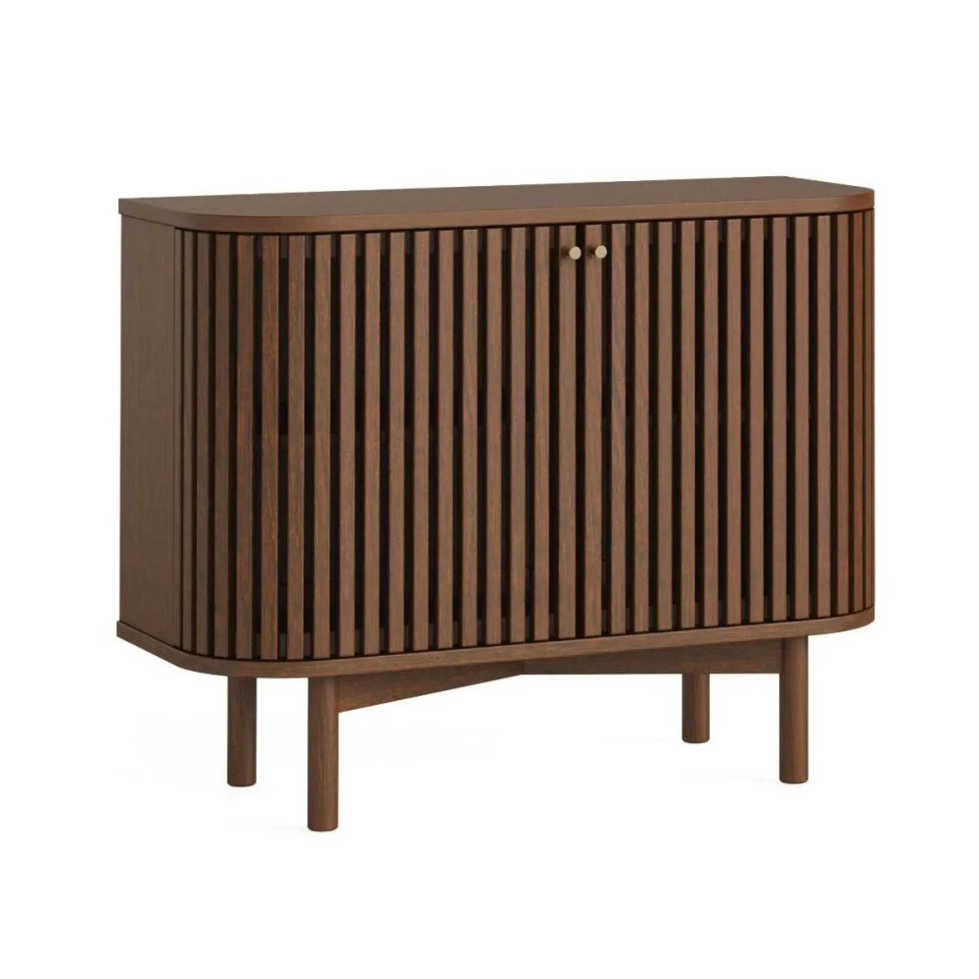 Soho 2 Door Slatted Small Sideboard - Dark Brown, Oak