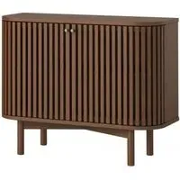 Soho 2 Door Slatted Small Sideboard - Dark Brown, Oak