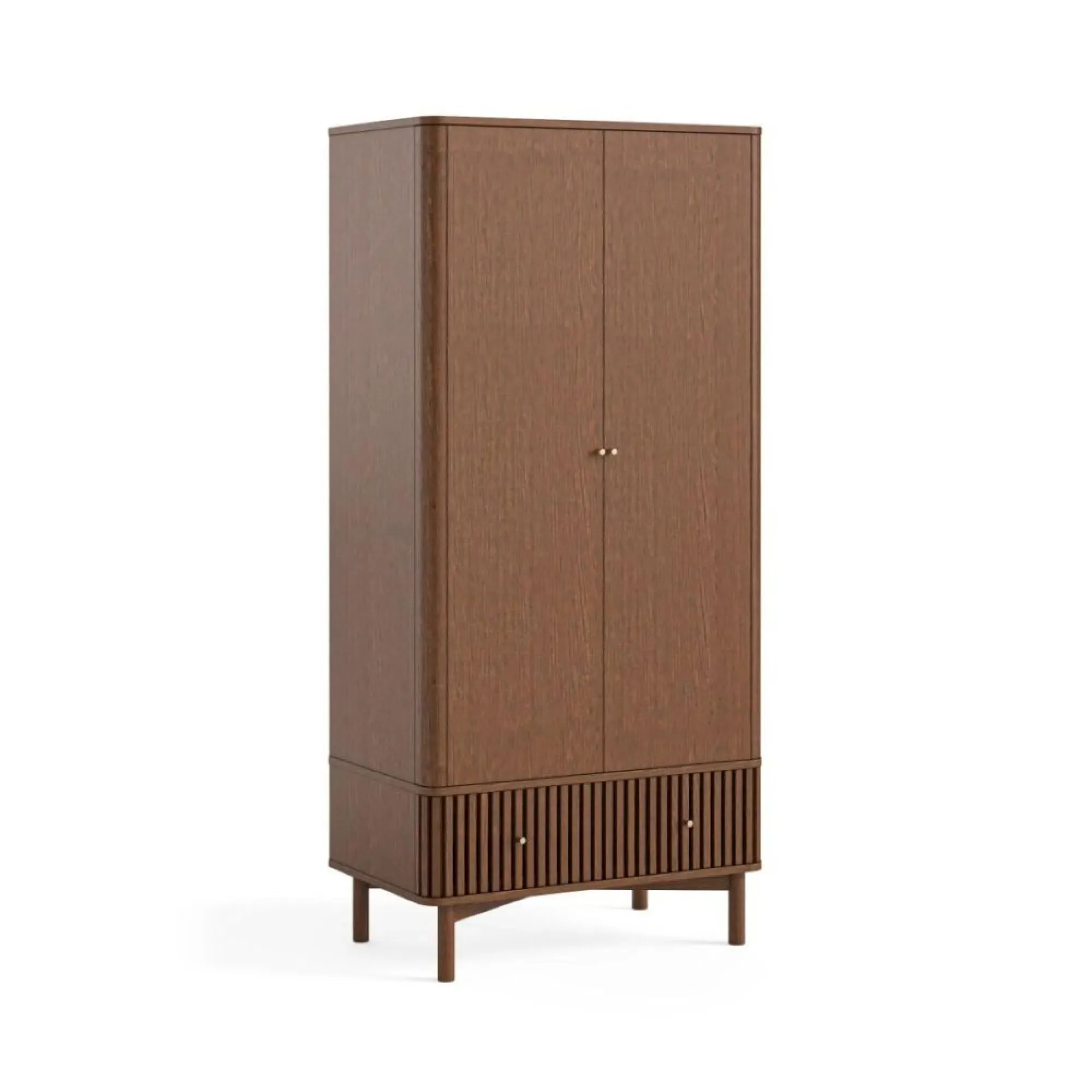 Soho 2 Door Slatted Wardrobe - Dark Brown, Oak