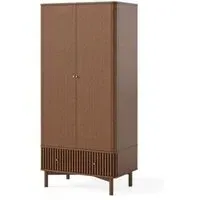 Soho 2 Door Slatted Wardrobe - Dark Brown, Oak