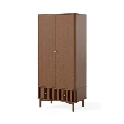 Soho 2 Door Slatted Wardrobe - Dark Brown, Oak image