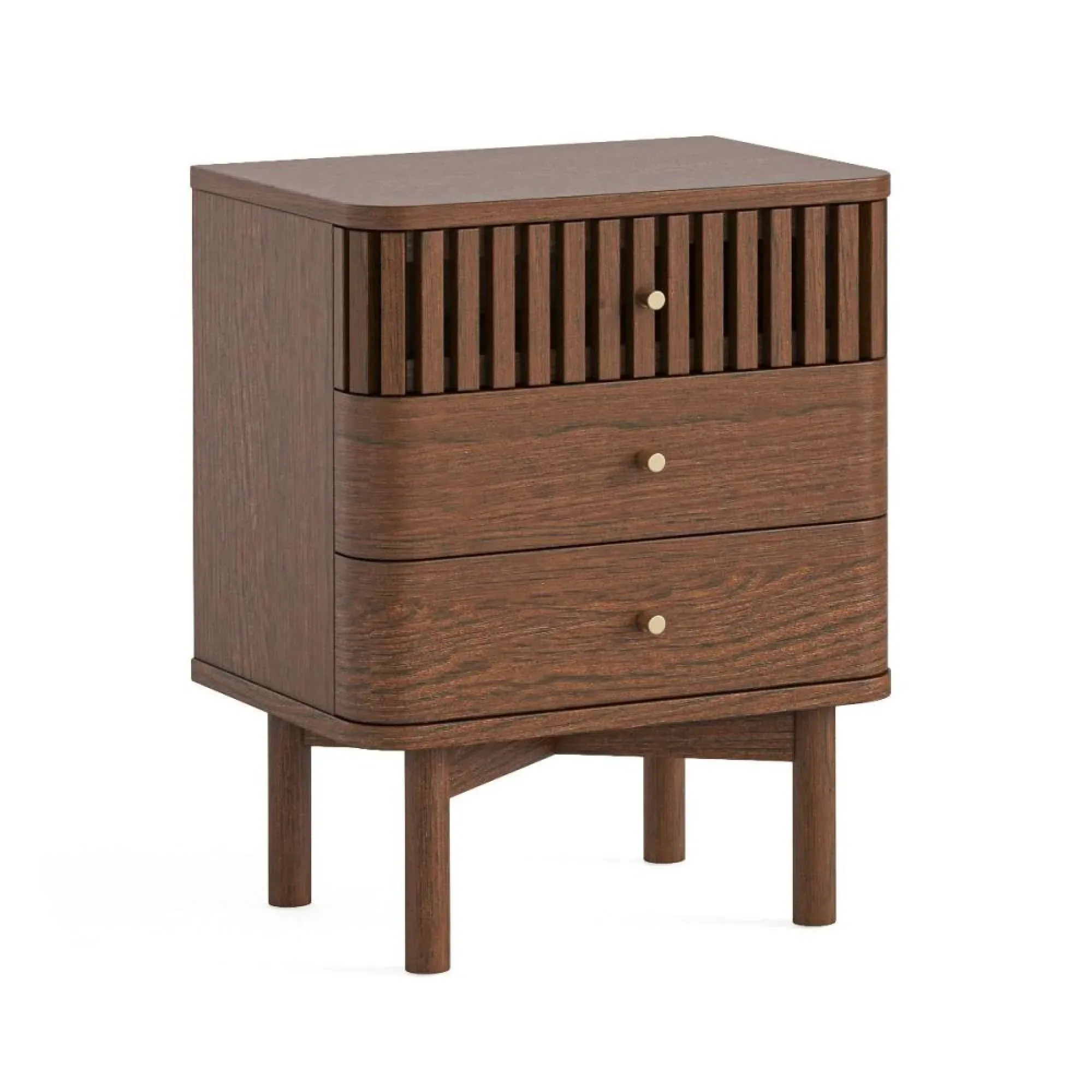 Soho 3 Drawer Bedside Table - Dark Brown, Oak