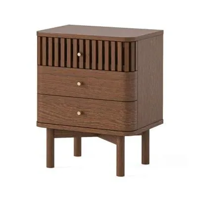 Soho 3 Drawer Bedside Table - Dark Brown, Oak image