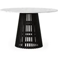 Soho 4 Seater Round Dining Table with Slatted Base - Black