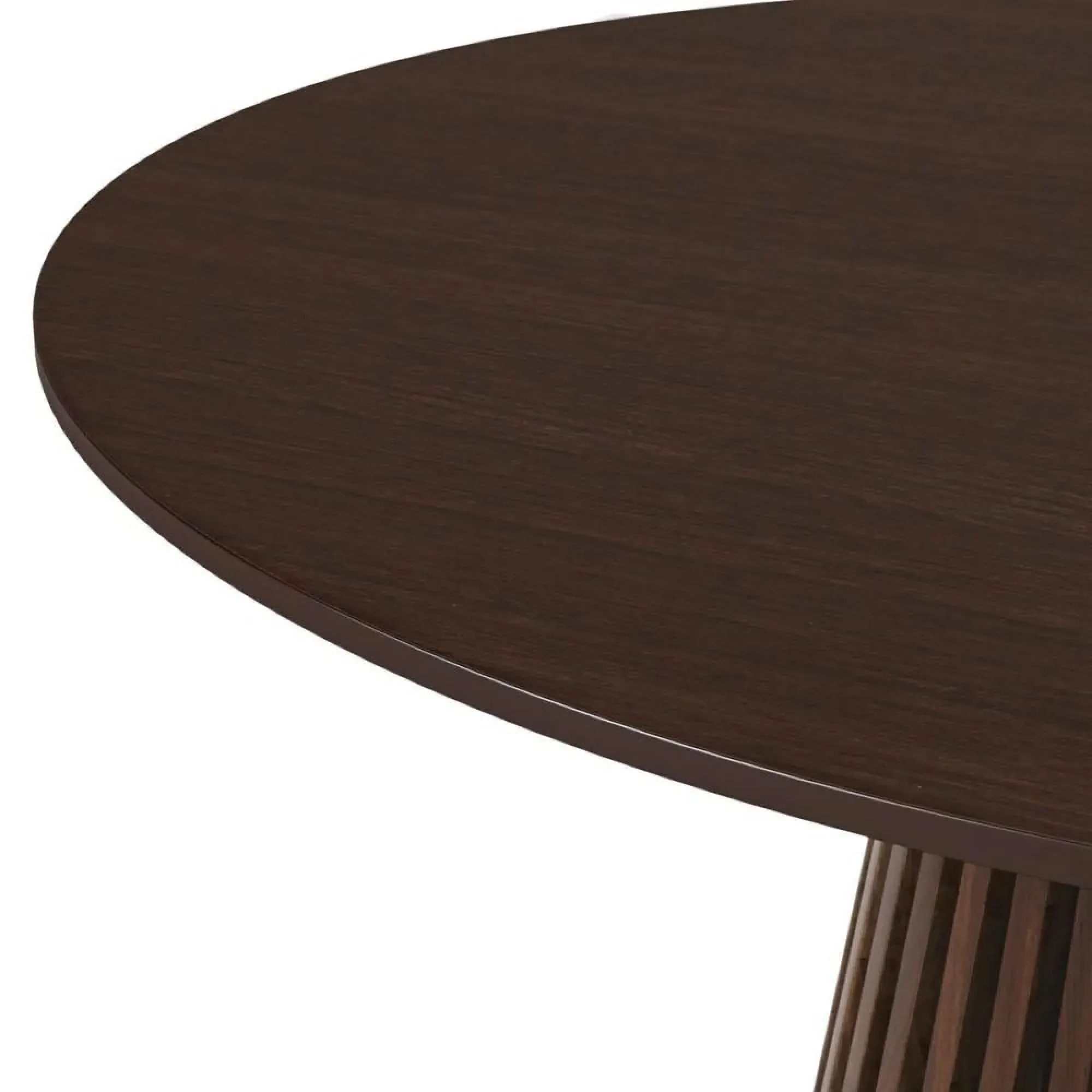 Soho 4 Seater Round Dining Table with Slatted Base - Dark Oak