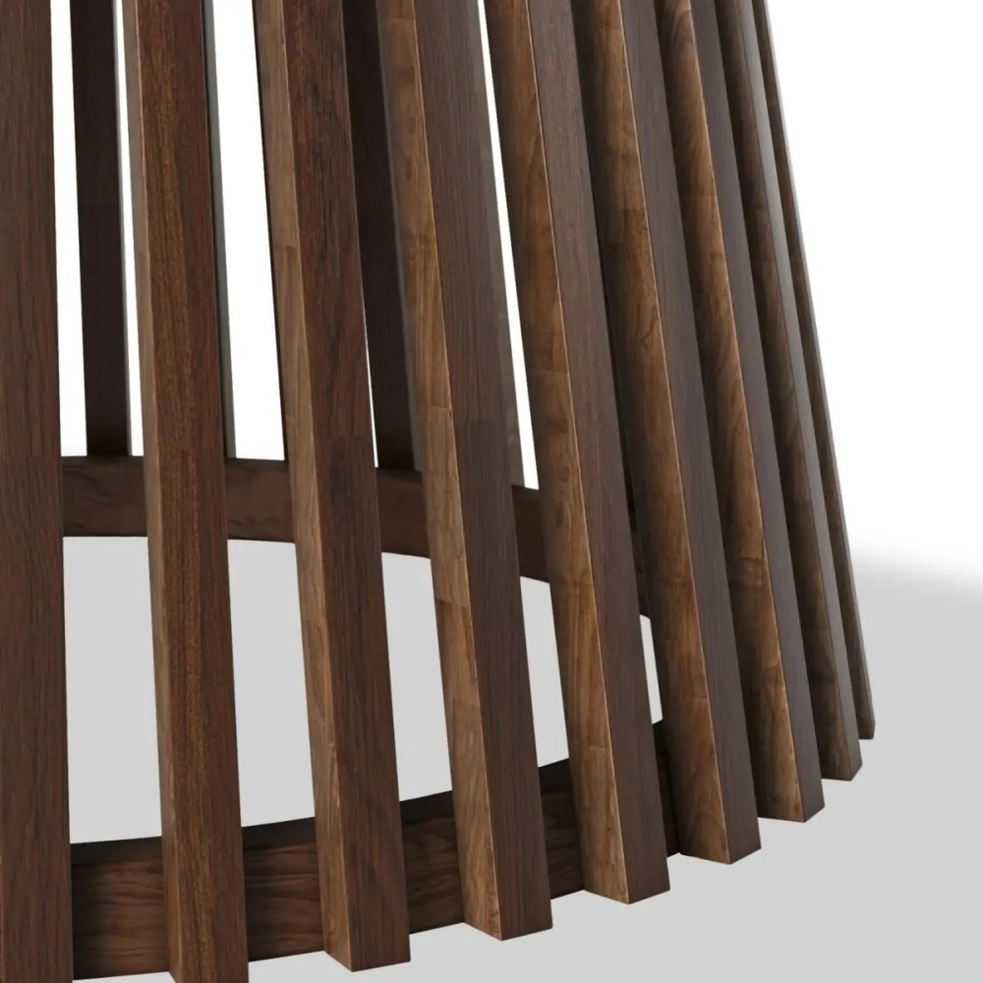 Soho 4 Seater Round Dining Table with Slatted Base - Dark Oak