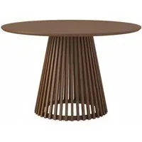 Soho 4 Seater Round Dining Table with Slatted Base - Dark Oak