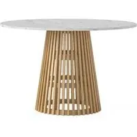 Soho 4 Seater Round Dining Table with Slatted Base - Oak